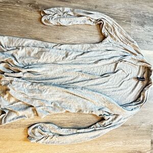 Light Gray Open Front Draped Cardigan